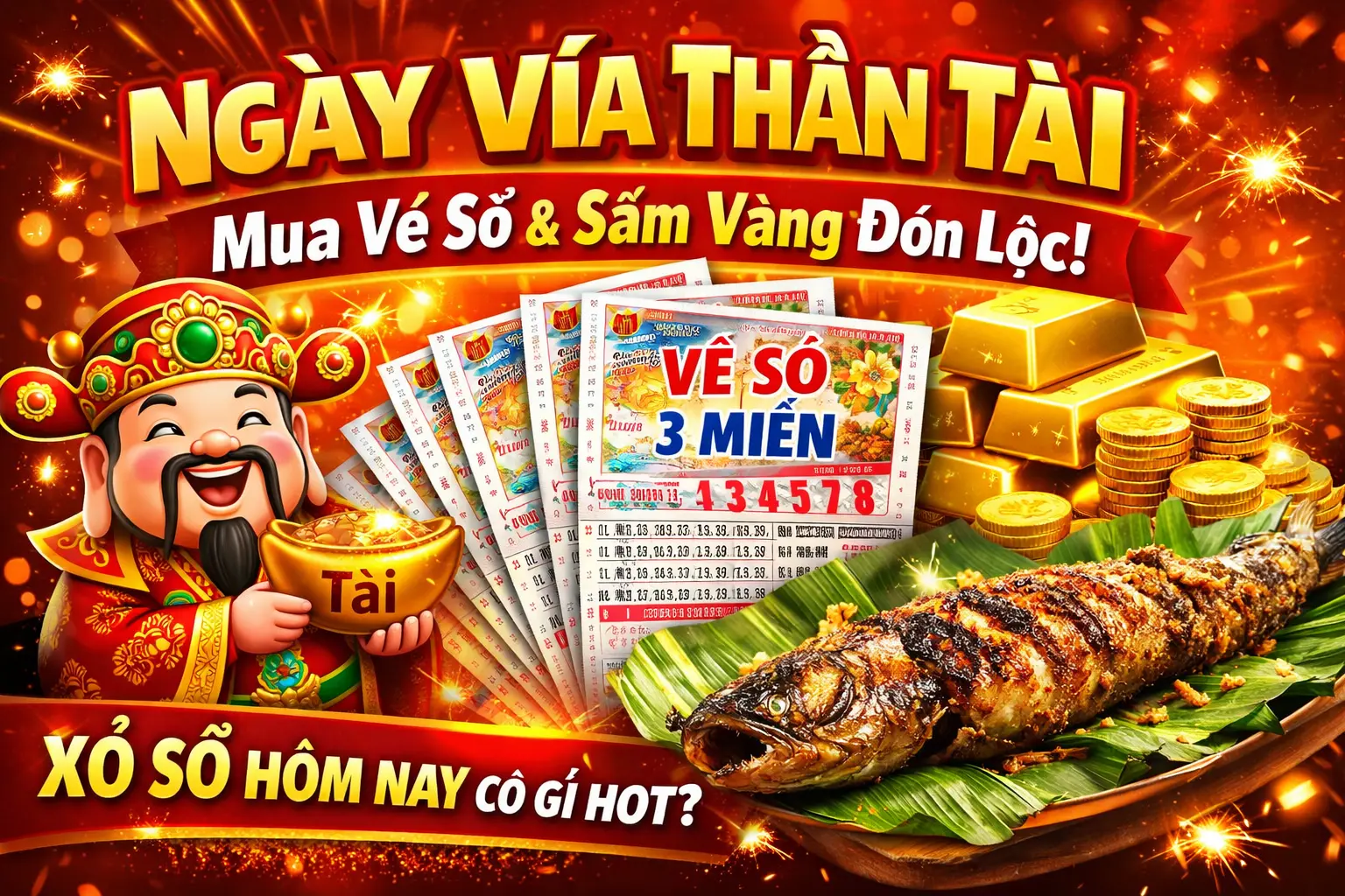 🔥 Ngày Vía Thần Tài (10 Tháng Giêng Âm Lịch) – Vé Số Và Vàng Cùng Lên Ngôi, Thị Trường Xổ Số Sôi Động Hơn Cả Tết